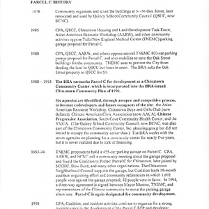 History of Parcel C timeline