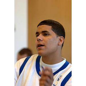 Torch Scholar Danny Vazquez speaks in class