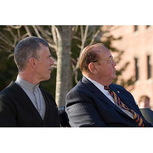 Richard Egan and another man at the Veterans Memorial dedication