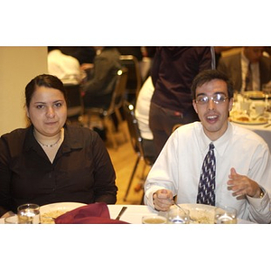 Two Hillel members dining at the Student Activities Banquet