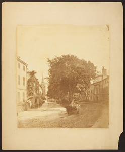 View of Franklin Street before the fire of 1872, Franklin Place and Tontine Crescent, Boston, Mass., 1856-1858