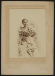 Three-quarter portrait of Lesley Dillingham Bangs, standing, facing front, Arlington, Mass., undated