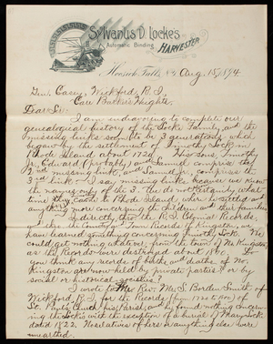 John P. Locke to Thomas Lincoln Casey, August 15, 1894