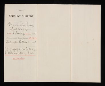 Accounts Current of Thos. Lincoln Casey - February 1885, March 1, 1885
