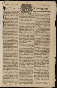 The Boston Evening-Post, 25 April 1768 (includes supplement)