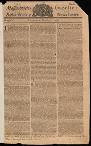 The Massachusetts Gazette: and the Boston Weekly News-Letter, 1 March 1770