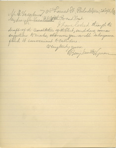 Letter from Benjamin Smith Lyman to S. Yasukawa