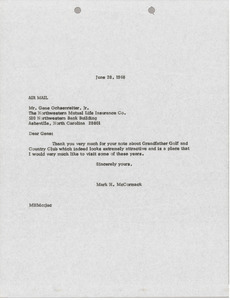 Letter from Mark H. McCormack to Gene Ochsenteiter
