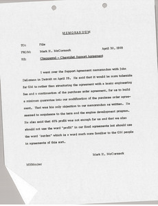 Memorandum from Mark H. McCormack to File