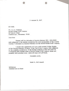 Letter from Mark H. McCormack to R. D. Robinson