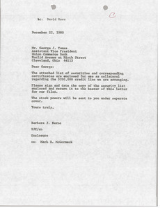 Letter from Barbara J. Kernc to George J. Tamas