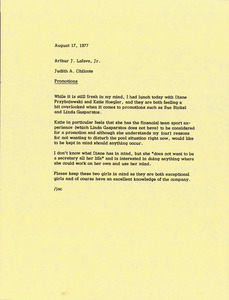 Memorandum from Judy A. Chilcote to Arthur J. Lafave, Jr.