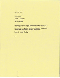 Memorandum from Judy A. Chilcote to Hans Kramer