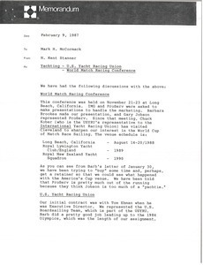Memorandum from H. Kent Stanner to Mark H. McCormack