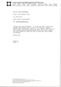 Fax from Mark H. McCormack to Bob Kain