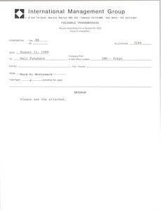 Fax from Mark H. McCormack to Haji Fukuhara