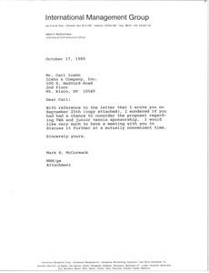 Letter from Mark H. McCormack to Carl Icahn