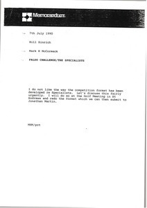 Memorandum from Mark H. McCormack to Bill Sinrich