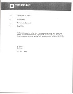 Memorandum from Mark H. McCormack to Robert Kain