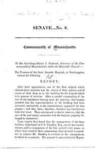 [ First annual report of the State Lunatic Hospital at Northampton, 1856]