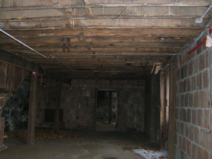Interior view of room with joists for upper floor