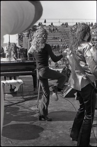 Hollywood Speedway Rock Festival: Jo Jo Gunne in performance, view from behind band, with the back of Jay Ferguson and Jimmy Randall