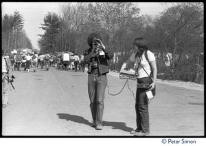 Charles Light and assistant videotaping the protesters, during the occupation of Seabrook Nuclear Power Plant
