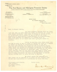 Letter from Anti-Slavery and Aborigines Protection Society to W. E. B. Du Bois