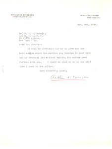 Letter from Arthur B. Spingarn to W. E. B. Du Bois