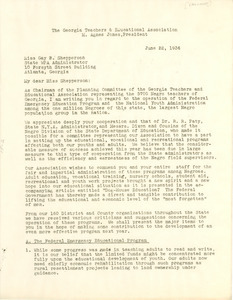 Letter from Georgia Teachers and Education Association to Works Progress Administration of Georgia