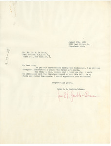 Letter from Lynn R. L. Gamble-Coleman to W. E. B. Du Bois