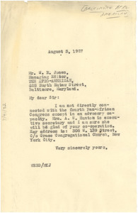 Letter from W. E. B. Du Bois to W. N. Jones