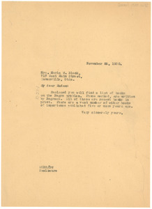 Letter from W. E. B. Du Bois to the Woman's Study Club