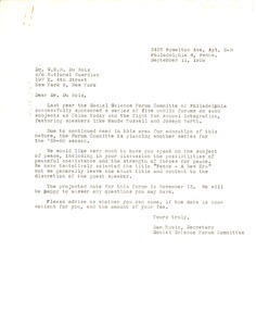 Letter from Dan Rubin to W. E. B. Du Bois