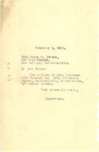 Letter from unidentified correspondent to Katie H. Turner