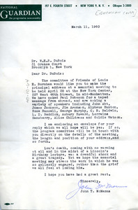 Letter from Committee of Friends of Louis E. Burnham to W. E. B. Du Bois