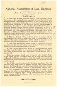 National Association of Loyal Negroes: Peace Aims