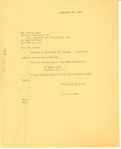Letter from W. E. B. Du Bois to National Council of the Arts, Sciences, and Professions