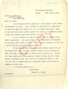 Letter from Moorfield Storey to Walter F. White