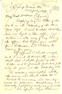 Letter from Charles Young to W. E. B. Du Bois