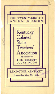 Program for the Twenty-Eighth Annual Session of the Kentucky Colored State Teachers' Association