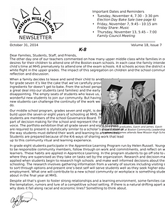 Mission Hill School newsletter, October 31, 2014