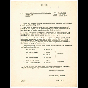 Minutes from Dale, Hulbert, and Ray Street meeting held May 9, 1962