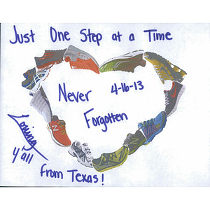 Message to Boston from a student at Cedar Ridge High School (Round Rock, Texas)