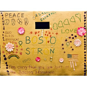 "Boston Strong" cardboard poster from Copley Square Memorial