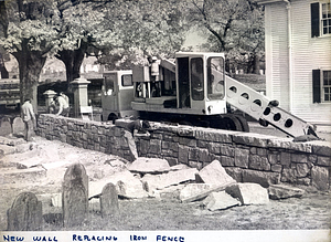 [Laurel Hill Cemetery] : new wall replacing iron fence