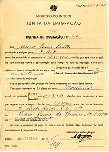 Alzira Lucas Santos immigration document