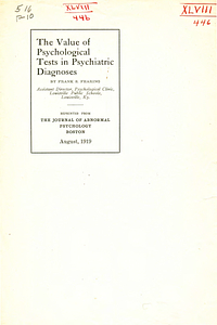 The value of psychological tests in psychiatric diagnoses