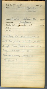 Tewksbury Almshouse Intake Record: Benton, James