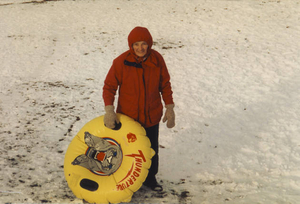 Grandmother Flenker winter tubing